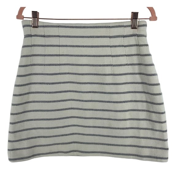 H&M Women's Size 10 Cream/White/Black Tweed Striped Summer Mini Skirt - Picture 1 of 6